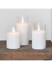 Lights4fun White TruGlow® LED Glass Candle Trio - Image 1 of 3