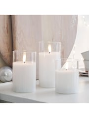 Lights4fun White TruGlow® LED Glass Candle Trio - Image 2 of 3