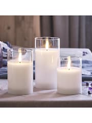 Lights4fun White TruGlow® LED Glass Candle Trio - Image 3 of 3