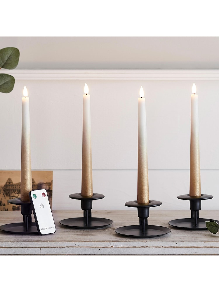 Lights4fun Bronze 4 Ombre TruGlow® LED Taper Candles - Image 2 of 2