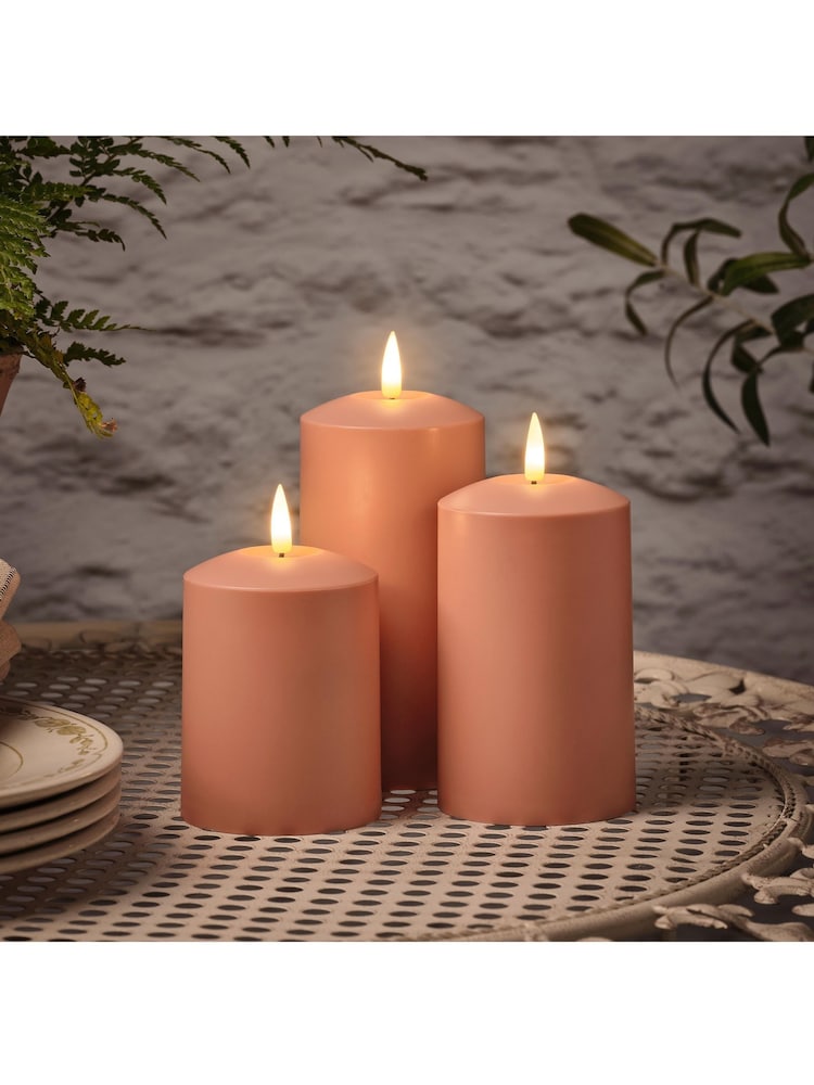 Lights4fun Set of 3 Orange Outdoor Battery Operated TruGlow ® Candles - Image 2 of 3