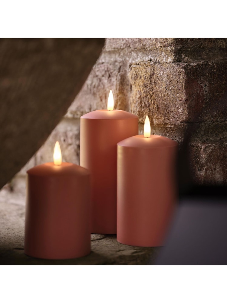 Lights4fun Set of 3 Orange Outdoor Battery Operated TruGlow ® Candles - Image 3 of 3