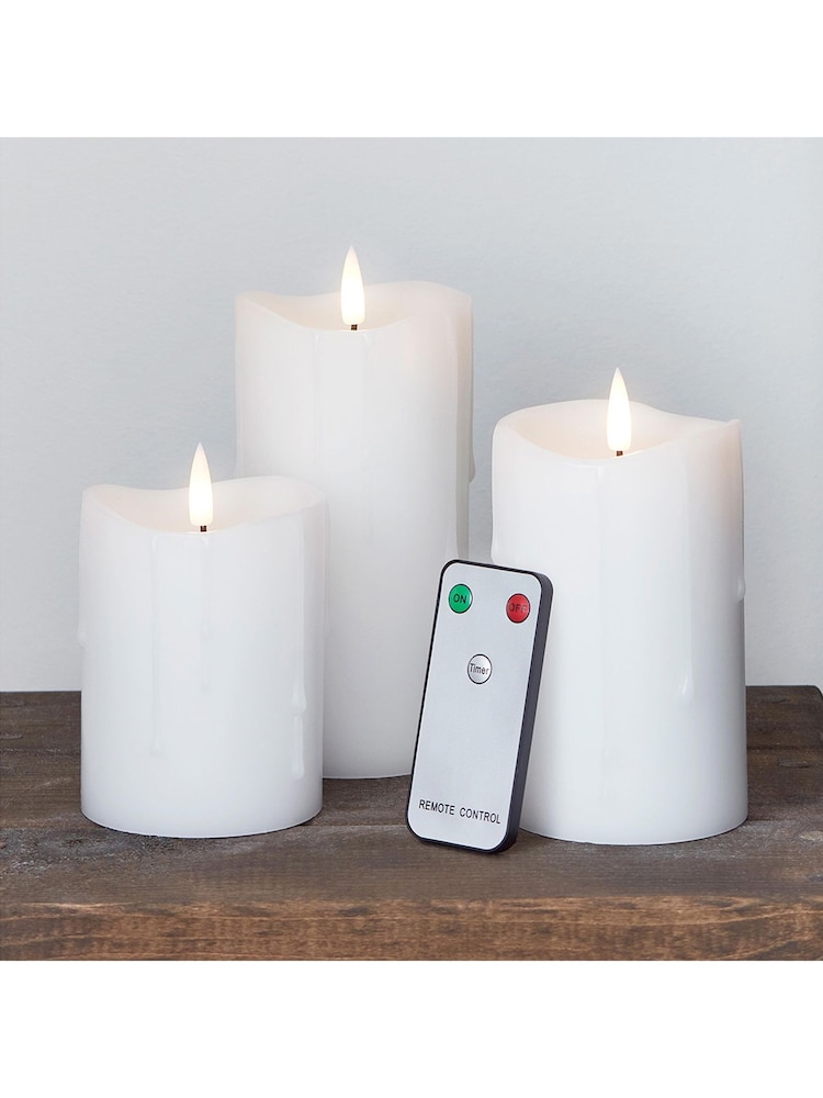 Lights4fun White TruGlow® Dripping Wax LED Candles - Image 1 of 1