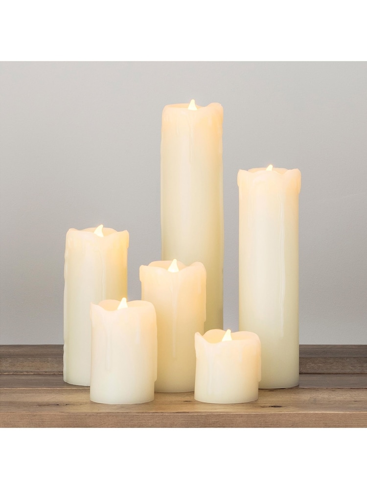 Lights4fun Natural 6 Slim LED Battery Candles With Dripping Wax - Image 1 of 4