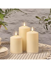 Lights4fun Set of 3 Natural Rechargable Outdoor TruGlow Pillar Candles - Image 1 of 5