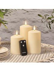 Lights4fun Set of 3 Natural Rechargable Outdoor TruGlow Pillar Candles - Image 2 of 5