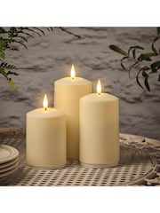 Lights4fun Set of 3 Natural Rechargable Outdoor TruGlow Pillar Candles - Image 3 of 5