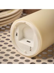 Lights4fun Set of 3 Natural Rechargable Outdoor TruGlow Pillar Candles - Image 4 of 5