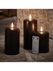 Lights4fun Black TruGlow® LED Pillar Candle Trio - Image 2 of 2