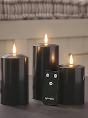 Lights4fun Black TruGlow® LED Pillar Candle Trio - Image 4 of 4