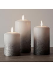 Lights4fun Grey TruGlow® LED Pillar Candle Trio - Image 1 of 5