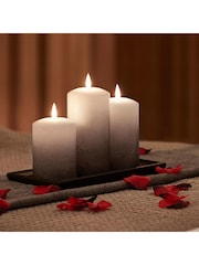 Lights4fun Grey TruGlow® LED Pillar Candle Trio - Image 4 of 5