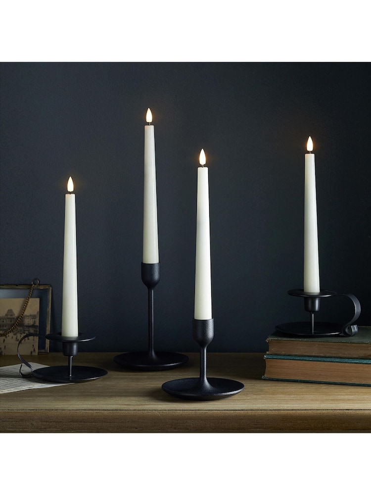 Lights4fun Set of 4 Natural TruGlow Taper Candles With Remote - Image 1 of 3