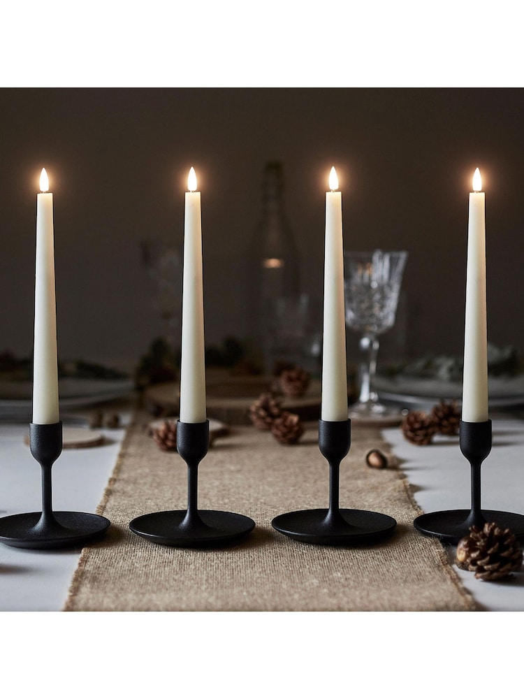 Lights4fun Set of 4 Natural TruGlow Taper Candles With Remote - Image 2 of 3