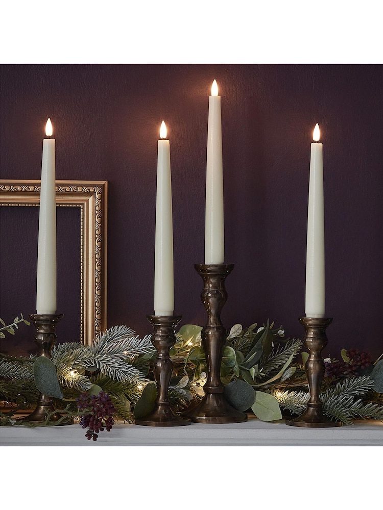 Lights4fun Set of 4 Natural TruGlow Taper Candles With Remote - Image 3 of 3