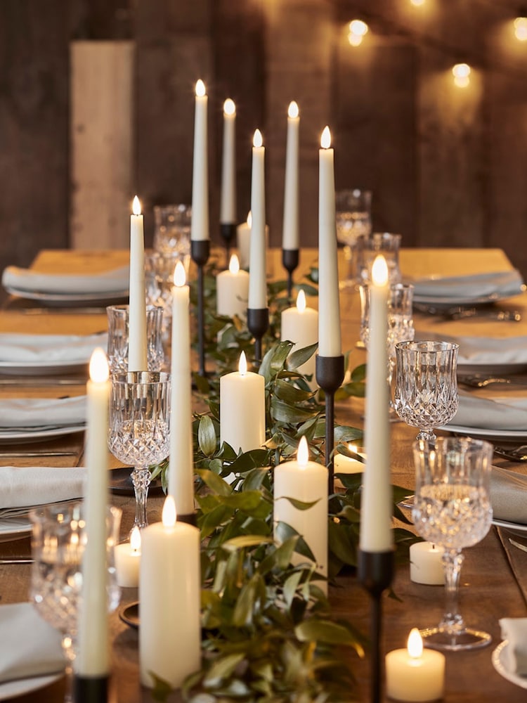 Lights4fun Set of 4 Natural TruGlow Taper Candles With Remote - Image 4 of 4