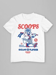 All + Every White Mens Stranger Things Scoops Ahoy Ice Cream Parlor 100% Cotton T-Shirt - Image 4 of 5