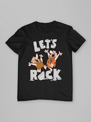 All + Every Black Mens The Flintstones Fred & Barney Lets Rock 100% Cotton T-Shirt - Image 3 of 4