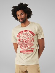 All + Every Cream Mens Stranger Things Surfer Boy Pizza Surfs Up 100% Cotton T-Shirt - Image 2 of 4
