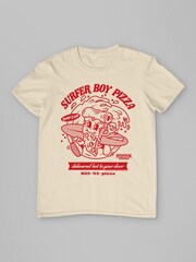 All + Every Cream Mens Stranger Things Surfer Boy Pizza Surfs Up 100% Cotton T-Shirt - Image 3 of 4