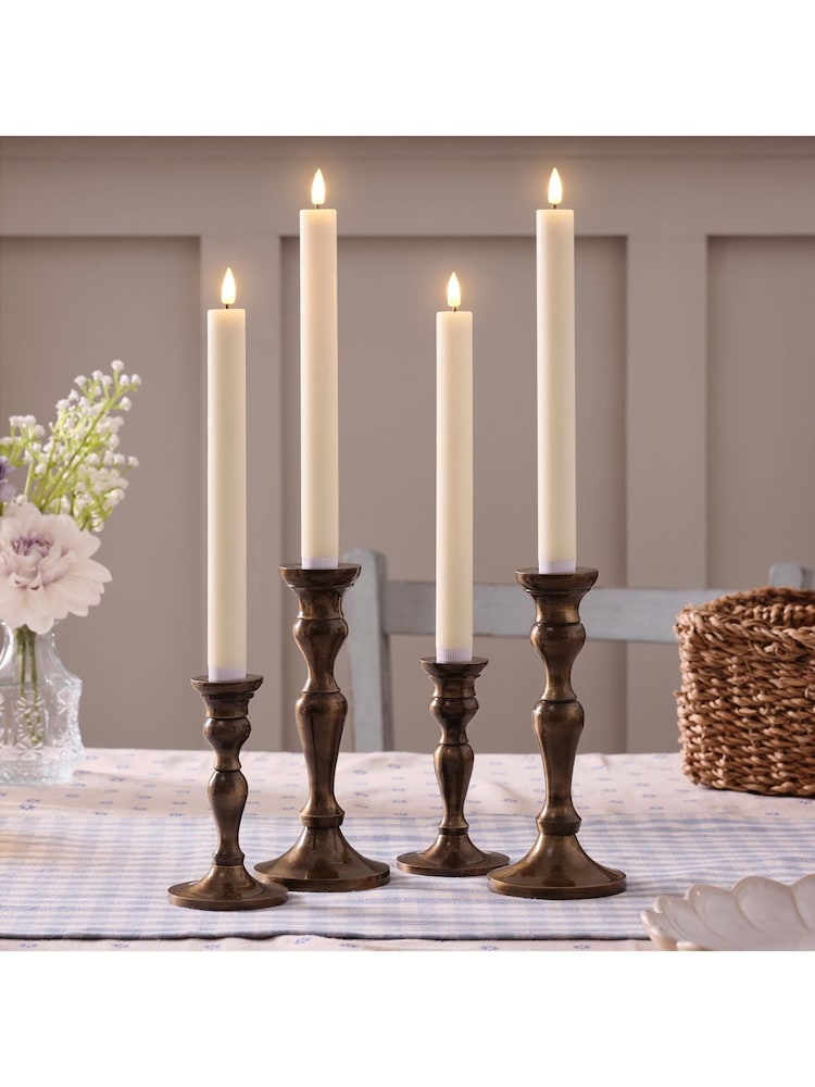 Lights4fun Set of 4 Natural Rechargeable TruGlow Taper Candles - Image 1 of 6