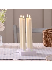 Lights4fun Set of 4 Natural Rechargeable TruGlow Taper Candles - Image 3 of 6