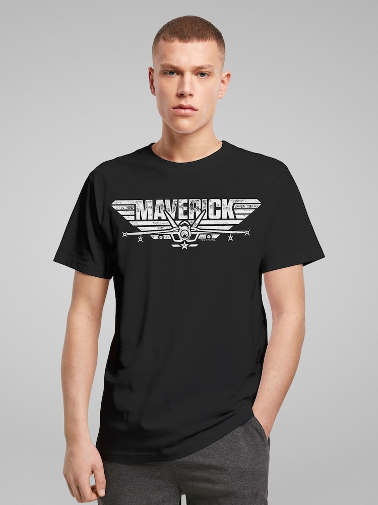 All + Every Black Mens Top Gun Maverick Fighter Jet Logo 100% Cotton T-Shirt - Image 1 of 4