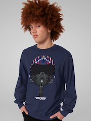 All + Every Blue Mens Top Gun Marverick Pilot Helmet Sweatshirt - Image 2 of 4