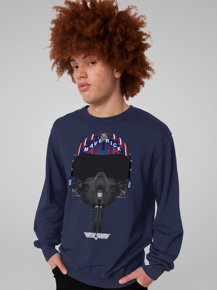 All + Every Blue Mens Top Gun Marverick Pilot Helmet Sweatshirt - Image 2 of 4