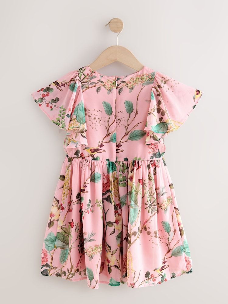 Pink Floral Embellished Occasion Dress (3-16yrs) - Image 2 of 4