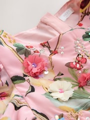Pink Floral Embellished Occasion Dress (3-16yrs) - Image 3 of 4