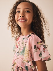 Pink Floral Embellished Occasion Dress (3-16yrs) - Image 7 of 10