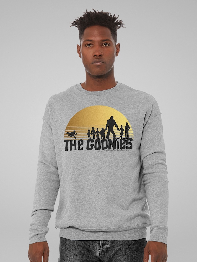 All + Every Grey Mens The Goonies Characters Sunset Silhouette Sweatshirt - Image 1 of 4