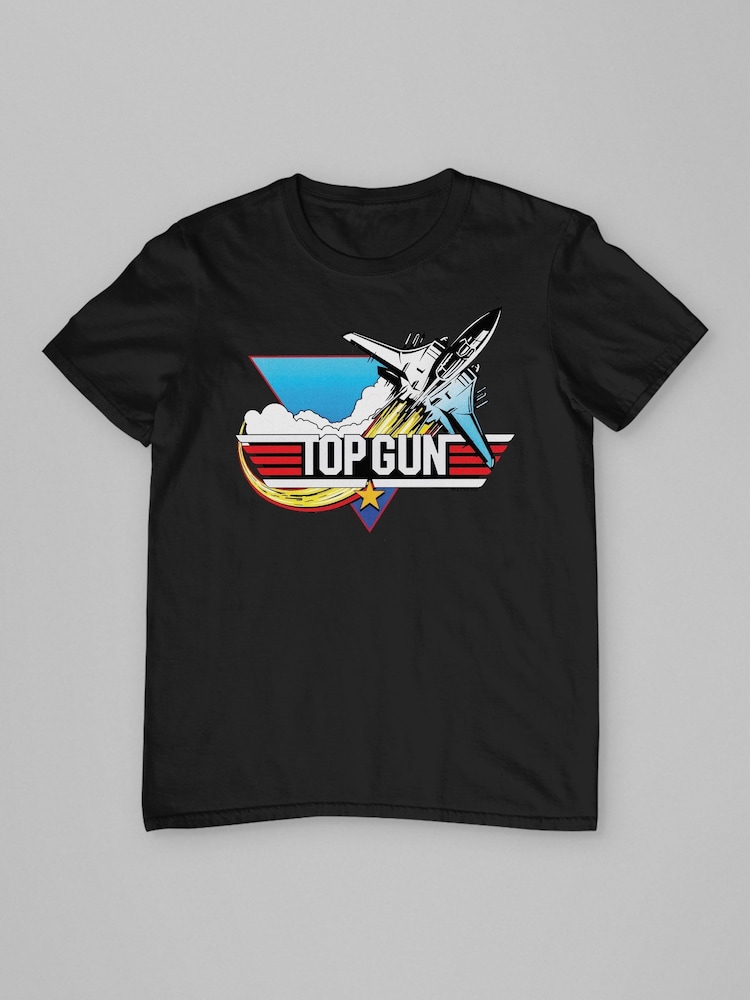 All + Every Black Mens Top Gun F-14 Thrust 100% Cotton T-Shirt - Image 3 of 4