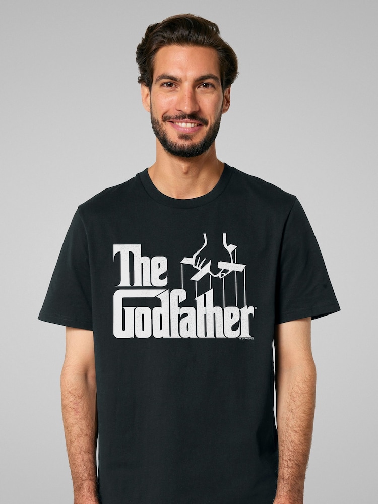 All + Every Black Mens The Godfather Classic Logo 100% Cotton T-Shirt - Image 1 of 4