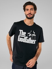 All + Every Black Mens The Godfather Classic Logo 100% Cotton T-Shirt - Image 2 of 4