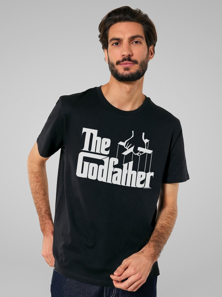 All + Every Black Mens The Godfather Classic Logo 100% Cotton T-Shirt - Image 2 of 4