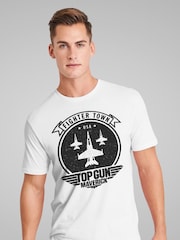 All + Every White Mens Top Gun Maverick Fighter Town USA 100% Cotton T-Shirt - Image 2 of 4