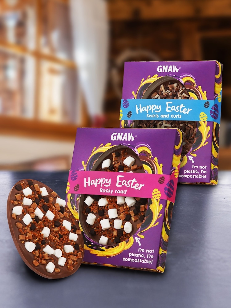 Gnaw 2 Pack Rocky Road Chocolate Curls Easter Egg - Image 1 of 3