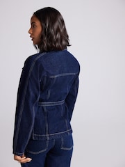 Rinse Blue Belted Fitted Denim Jacket - Image 2 of 8