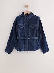 Rinse Blue Belted Fitted Denim Jacket - Image 5 of 8