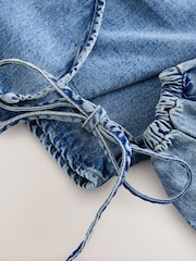 Cândida - Blusa jeans envolvente com amarração frontal - Imagem 8 de 8