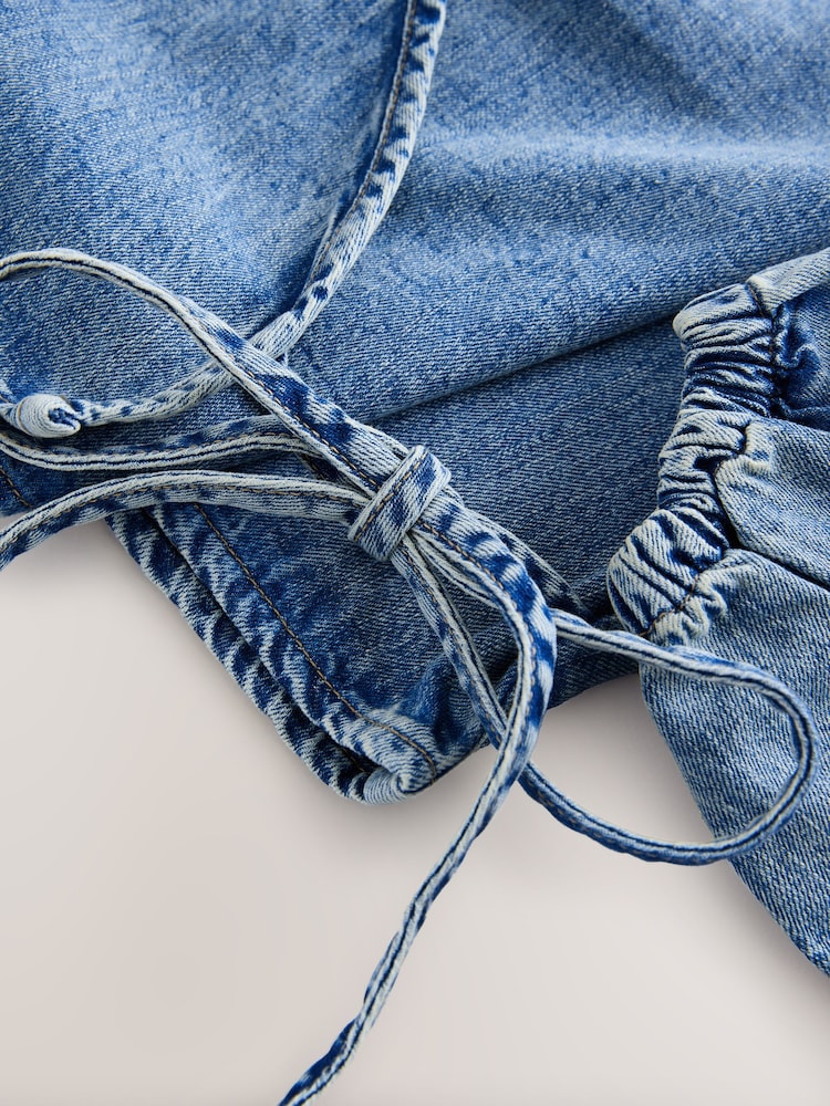 Cândida - Blusa jeans envolvente com amarração frontal - Imagem 8 de 8