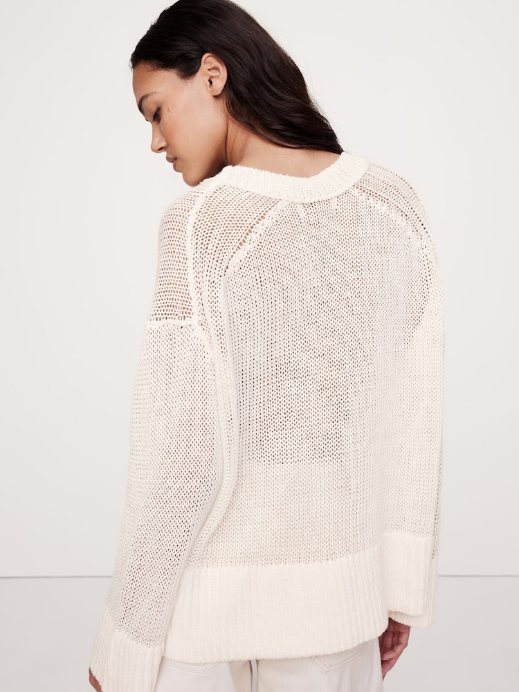 Banana Republic White Oversized 100% Linen Knitted Jumper - Image 2 of 7