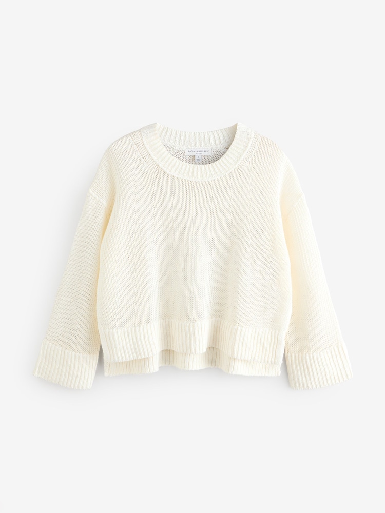 Banana Republic White Oversized 100% Linen Knitted Jumper - Image 4 of 7