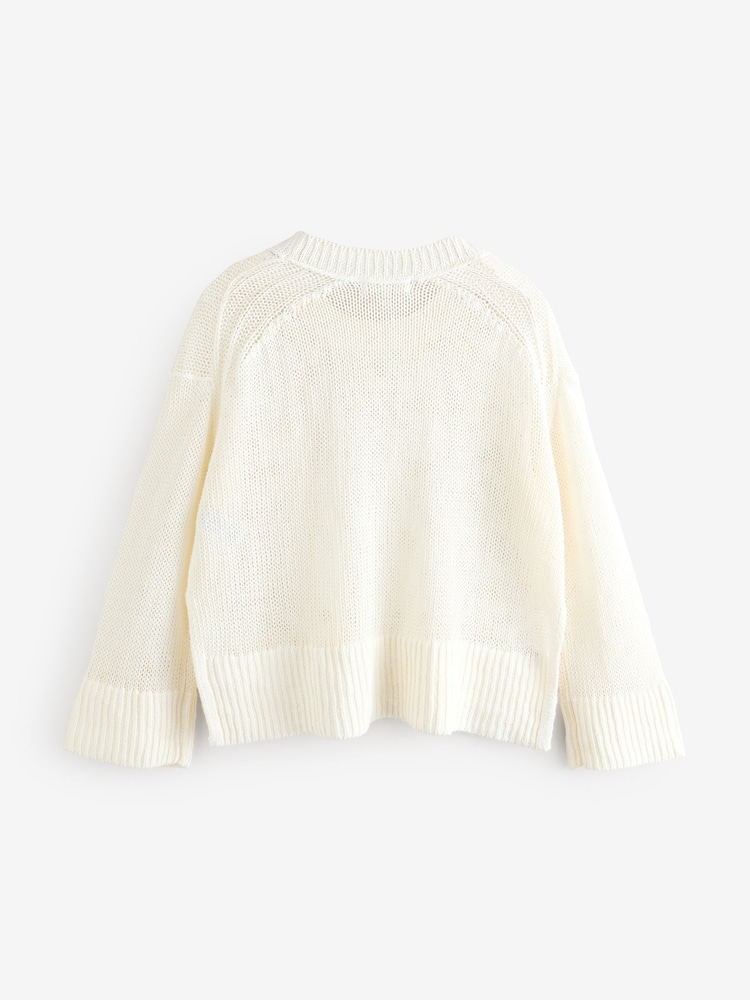 Banana Republic White Oversized 100% Linen Knitted Jumper - Image 5 of 7