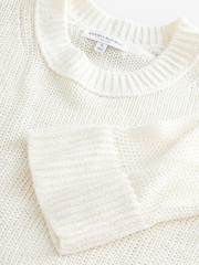 Banana Republic White Oversized 100% Linen Knitted Jumper - Image 6 of 7