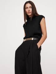 Banana Republic Black Silky Cotton Mock-Neck Top - Image 1 of 1