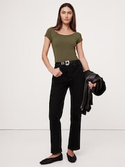 Banana Republic Green Refined Scoop-Neck T-Shirt - Image 1 of 1