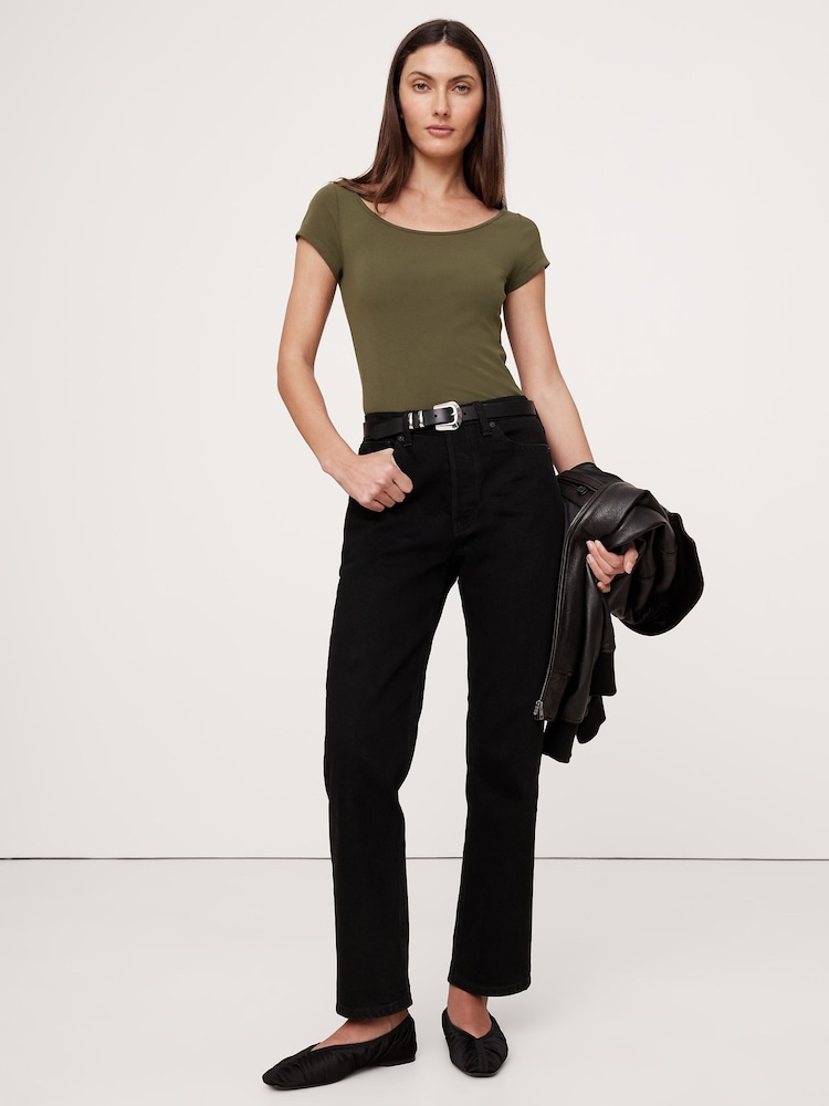 Banana Republic Green Refined Scoop-Neck T-Shirt - Image 1 of 1